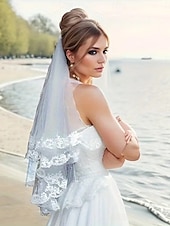 cheap Wedding Veils-One-tier Comtemporary / Stylish Wedding Veil Elbow Veils with Satin Flower Tulle