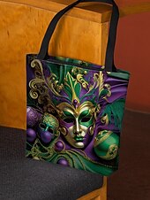 olcso Kézitáskák és bevásárlótáskák-luxus mardi gras maszk mintás táska – vibráló fesztivál ihletésű válltáska, tágas és strapabíró bevásárló kézitáska, tökéletes karneválra, bulikra és mindennapi használatra