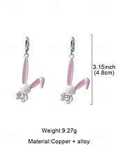 baratos Brinco Feminino-brincos de coelho 3d de páscoa femininos - design fofo de coelho com orelhas rosa e detalhes em diamante, argola de prata esterlina, joias divertidas e lúdicas para páscoa, uso casual e eventos de primavera