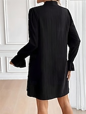cheap Plain Dress-Women&#039;s Mini Dress Work Dresses Party Semi Formal Party Work Regular Fit Graphic Long Sleeve High Neck Black Red Summer Spring Fall