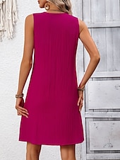 voordelige Overgooiers-Dames Mini-jurk Casual jurk Tank-jurk Basic Casual Vakantie Dagelijks Normale pasvorm Effen Mouwloos Gekerfde nek Marineblauw Fuchsia Groen Zomer