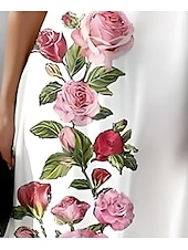 tanie kwiatowa sukienka-Damskie Sukienka midi Codzienne sukienki Sukienka t-shirtowa Sukienka trapezowa Letnie sukienki Elegancja Elegancki Formalny Urlop Praca Codzienny Regularny Kwiaty Krótki rękaw Półgolf Biały Lato