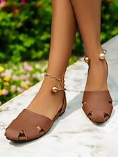 economico Sandali Piani-sandali bassi beige da donna con design ritagliato – eleganti scarpe aperte con cinturino posteriore per look estivi, casual e da vacanza