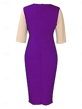 economico Vestiti aderenti-Per donna Vestito longuette Abito casual Aderente Elegante Moda Informale Da mare Giornaliero Standard Color Block Manica a 3/4 Girocollo Nero Bianco Rosso Blu reale Estate