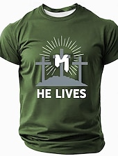 ieftine Tricouri cu credință-Paște Bărbați Iisus creştin Tricou Manșon scurt Tricou Tipărire 3D Stil Nautic Cămașă Designer Casual Petrecere Concediu Negru Albastru piscină Trifoi Vară Primăvară Îmbrăcăminte S M L XL XXL XXXL