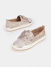 billige Brud-glitrende rhinestone loafers for kvinner – glitrende slip-on leiligheter med sløyfedesign for bryllup, fester og spesielle anledninger