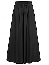 cheap Wide Leg &amp; High Waisted-Women&#039;s Culottes Wide Leg Chinos Fashion Streetwear Full Length High Waist Plain Elastic Waistband Comfy Soft Comfortable Micro-elastic Outdoor Street Camel Robin&#039;s Egg Blue Black Summer Spring