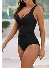 billige Onepiece badedrakter-Dame Badetøy Ett stykke Monokini Badedrakt Åpen rygg Midjekontroll Høy Midje Ferie Strand Klær Helfarge V-hals Ermeløs Badedrakter