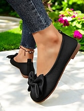 baratos Sapatilhas de mulher-sapatos descalços com laço feminino – sapatos largos e macios, sapatilhas de balé casuais e confortáveis para uso diário