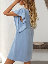 voordelige T-shirt-jurken-Dames Mini-jurk Casual jurk Mini-jurk A lijn jurk Basic Verjaardag Vakantie Werk Casual Ruim Passend Streep Katoenen stof Korte mouw Strakke ronde hals Blozend Roze Hemelsblauw Groen Khaki Zomer Lente