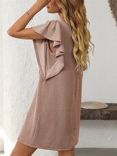 voordelige T-shirt-jurken-Dames Mini-jurk Casual jurk Mini-jurk A lijn jurk Basic Verjaardag Vakantie Werk Casual Ruim Passend Streep Katoenen stof Korte mouw Strakke ronde hals Blozend Roze Hemelsblauw Groen Khaki Zomer Lente