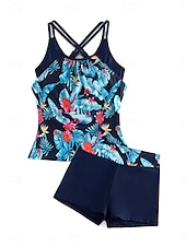 abordables Tankinis-Maillots de bain femmes maillot de bain une pièce monokini sans dos contrôle du ventre taille haute slim vacances plage maillot de bain à rayures florales halter sans manches