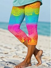 billige Kunst og design trykk-Kvinners leggings capribukser høy elastisitet mote gatekultur full lengde høy midje grafisk trykk termisk varm pustende myk utendørs daglig lys rosa fall vinter vanlig passform