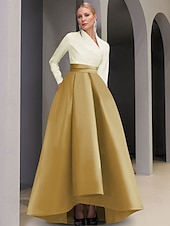 preiswerte SCHWARZ-Abendkleid in A-Linie mit schwarzer Krawatte, elegantes Kleid für formelle Hochzeitsgäste, asymmetrisch, lange Ärmel, V-Ausschnitt, Satin mit Tasche, 2025