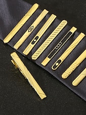 voordelige Heren dassen en vlinderdassen-elegante gouden stropdasclip voor heren – strak design met zwarte inleg, perfect voor zakelijke, formele evenementen en bruiloften