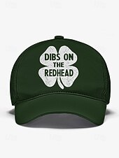 economico Cappelli da uomo-berretto da baseball verde per il giorno di San Patrizio – design a trifoglio "dibs on the redhead" per uomo e donna