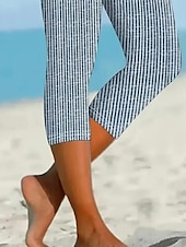billiga -Kvinnors leggings capribyxor hög elasticitet mode streetwear hel längd hög midja blommigt tryck termisk varm andningsbar mjuk utomhus vardag linne lik mörkgrå kombination sommar vår regular fit