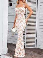 tanie Eleganckie sukienki kwiatowe-Damskie Sukienka mini Codzienne sukienki Sukienka maxi Sukienka w kwiatki Letnie sukienki Elegancki Codzienny Bez rękawów Urlop Codzienny Randka Regularny Kwiaty Bez rękawów Cienkie ramiączka Blush