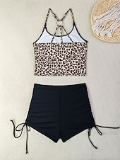 abordables Ensemble de bikinis-Maillots de bain femme bikini 2 pièces maillot de bain short dos nu slim vacances plage mode floral encolure en U sans manches