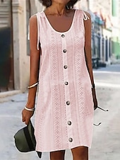 ieftine Rochii de absolvire-Pentru femei Rochie Mini Rochie albă Rochie de absolvire Rochie casual Rochie Tip Maieu De Bază Casual Vacanță Zilnic Fit regulat Simplu Fără manșon În V Negru Alb Roz Îmbujorat Albastru piscină Vară