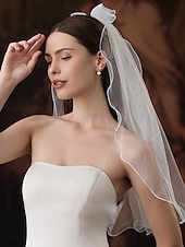 baratos Véus de Noiva-Uma Camada Contemprâneo / à moda Véus de Noiva Véu Catedral com Perola Imitação Tule