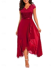 tanie Prosta sukienka-Sukienka na graduacje dla kobiet Sukienka maxi Jednolity kolor Sukienka balowa Sukienka w kształcie litery A Sukienka Fit and Flare Elegancka Formalna Półformalna Gość na wakacje Zaręczyny Przyjęcie