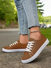 cheap Women&#039;s Sneakers-Canvas Lace-Up Sneakers for Women – Classic and Comfortable Sneakers for Everyday Wear, Perfect for Casual Outings and Weekend Adventures