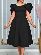 ieftine rochie Kentucky-Kentucky Derby Pentru femei Rochii Midi Rochie A line Rochie de vară Rochie Fit And Flare Rochie cu maneci bufante cocktail Rochii Semi Formale Kentucky Derby Invitat la nunta Logodnă Petrecere cu