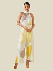 baratos Jumpsuits-macacão de cetim com torção floral