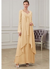 ieftine Cu jacheta-Rochie Tip A pentru Mamă a Miresei Invitată la Nuntă Elegantă cu Guler Cărămizat Lungime Până la Podea din Chiffon cu Mâneci Lungi și Sacou cu Aplice mărime personalizată gratuit