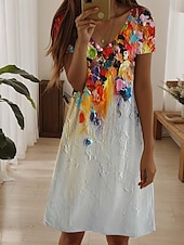 levne květinové šaty-Dámské Mini šaty Volnočasové šaty Elegantní Tropický vzhled Havajské Denní Běžný Květinový Krátký rukáv Tričkový perlová Černá Světlá růžová Vodní modrá Léto