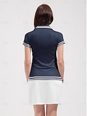 billiga Kvinnors golfkläder-Dam Vandringspolotröja Marinblå Kortärmad Överdelar Golfkläder för damer Kläder Outfits Bär kläder