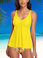 abordables Robes de bain-Femme Maillots de Bain Tankini Maillot de bain Actif Le style mignon Plein Sans Manches Maillots de bain