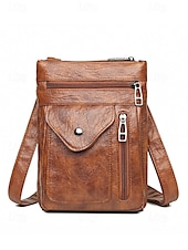 cheap Crossbody Bags-Women&#039;s Vintage Faux Leather Crossbody Bag - Multi-Pocket Crossbody Bag for Travel, Work and Leisure Black Brown Green