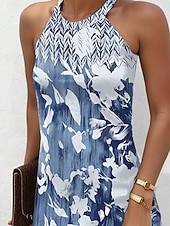 economico Abiti floreali-Per donna Mini Abito Vestito Casual Abito Estivo Vacanza Casual Quotidiano Vestibilità regolare Floreale Grafico Senza Maniche All'americana Blu Rosa Verde Estate