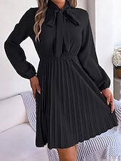 cheap Plain Dress-Women&#039;s Mini Dress Wrap Dress A Line Dress Solid Color Summer Dress Pleated Dress Party Birthday Vacation Daily Regular Fit Plain Long Sleeve V Neck Black Pink Wine Royal Blue Summer