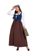 olcso Dirndl-Oktoberfest Ruhák Októberi fesztivál bajor Meadows Női Hagyományos stílusú ruha Ruha Fejpánt