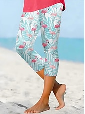 ieftine imprimare florală-Pantaloni legging Capri pentru femei elasticitate ridicată modă streetwear lungime completă talie înaltă imprimare florală termic călduros respirabil moale pentru exterior zilnic verde vară primăvară