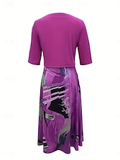 cheap Dress Sets-Women&#039;s Midi Dress Casual Dress Dress Set Swing Dress A Line Dress Stylish Casual Vacation Daily Regular Fit Graphic Half Sleeve V Neck Pink Blue Fuchsia Orange Summer