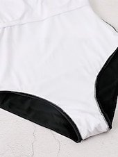 billige Onepiece badedrakter-Dame Badetøy Ett stykke Monokini Badedrakt Åpen rygg Midjekontroll Høy Midje Tynn Ferie Strand Klær Nyanse Leopard V-hals Ermeløs Badedrakter