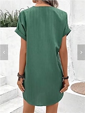 ieftine Rochie simplă-Rochie Mini Femei Rochie Corset Rochie T Shirt Rochie Tee Rochie Shift Rochie Casual Vacanță Daily Regular Fit Grafic Mâneci Scurte Guler în V Negru Roz Vin Albastru Vară