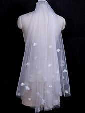 baratos Véus de Noiva-Uma Camada Contemprâneo / à moda Véus de Noiva Véu Cotovelo com Pétala Tule