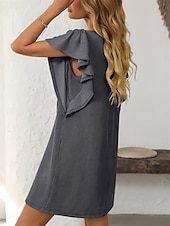 voordelige T-shirt-jurken-Dames Mini-jurk Casual jurk Mini-jurk A lijn jurk Basic Verjaardag Vakantie Werk Casual Ruim Passend Streep Katoenen stof Korte mouw Strakke ronde hals Blozend Roze Hemelsblauw Groen Khaki Zomer Lente