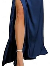 baratos Vestidos para Madrinhas-Linha A Vestido de Madrinha Com Alças Finas Sem Manga Elegante Longo Fibra Sintética com Fenda Frontal 2022