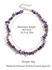 levne Dámský náhrdelník-ametystový křišťálový náhrdelník pro ženy přírodní kámen, surové čipové korálky, boho chic styl ideální pro každodenní nošení, duchovní a léčivé šperky