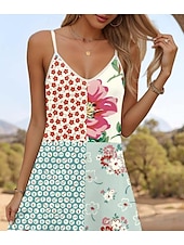 levne Květinové šaty-Dámské maxi šaty ležérní šaty sundress A line šaty Bohemia dovolená tropická dovolená ležérní každodenní regulérní střih květinové grafika motýl bez rukávů V výstřih světle žluté léto jaro