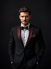abordables Trajes de Regreso-Trajes de Fiesta de Boda para Hombre Trajes de Regreso a Casa Negro Formal de Color Sólido Ajuste Estándar 2 Piezas De Un Solo Botón