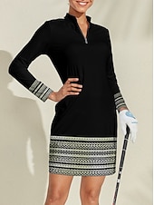 billiga Kvinnors golfkläder-Dam golfklänning Svart Långärmad Golfkläder för damer Kläder Outfits Bär kläder