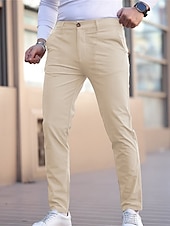 Недорогие Чино-Муж. Выпускной Штаны Чино Брюки Повседневные брюки Пуговицы Карман Полотняное плетение Комфорт Официальные Для вечеринок Офис Мода Классический Джинсовый Синий Черный 1 # Слабоэластичная