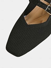 cheap Block Heels-Breathable Fly-knit Mary Jane Pumps with Double Buckle Detail and Chunky Heel, Elegant Style for Women, Ideal for Work, Events and Formal Occasions